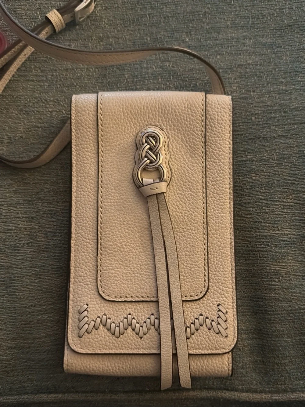 Brighton Beige Leather Crossbody Phone Wallet with Celtic Knot